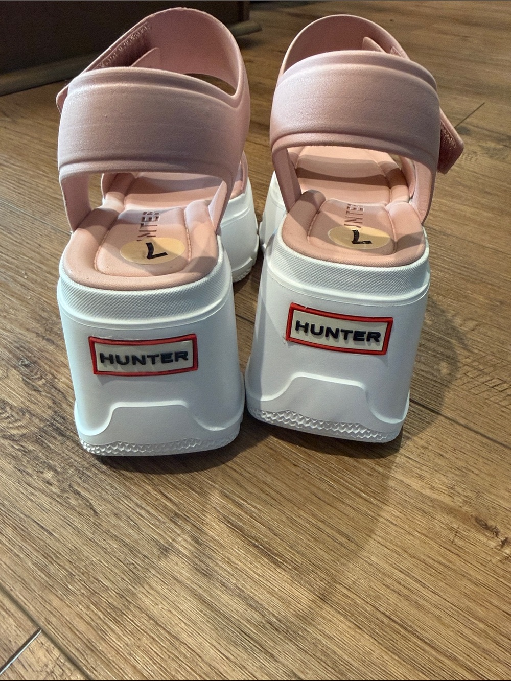 Hunter Blush Pink Platform Sandals with White Sole - Picture 2 of 6